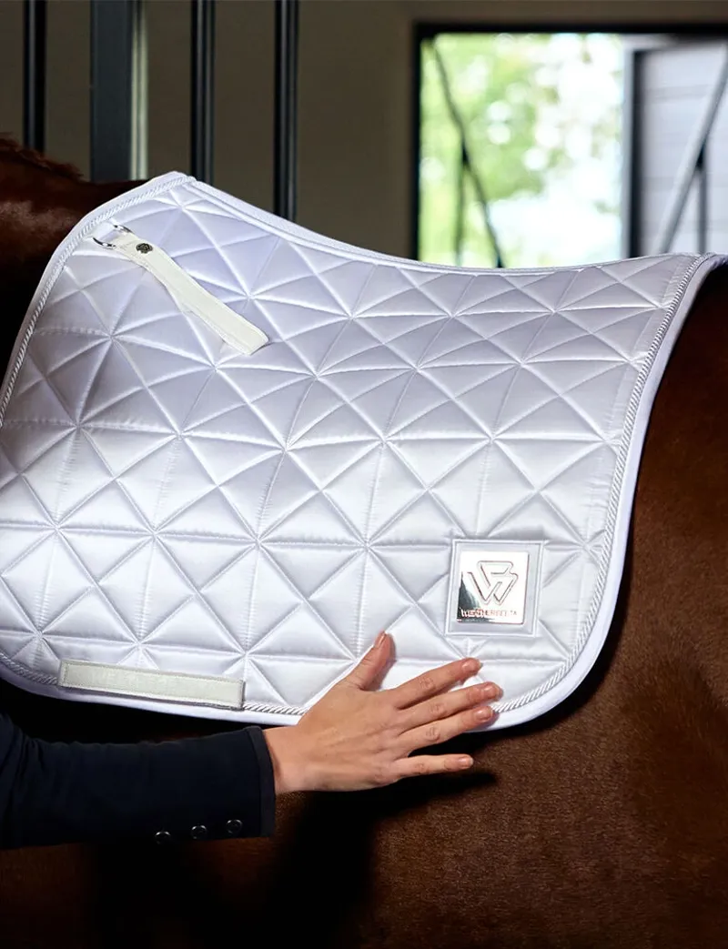 WeatherBeeta Satin Luxe Air-Tec Quilted Dressage Saddle Pad - White-1