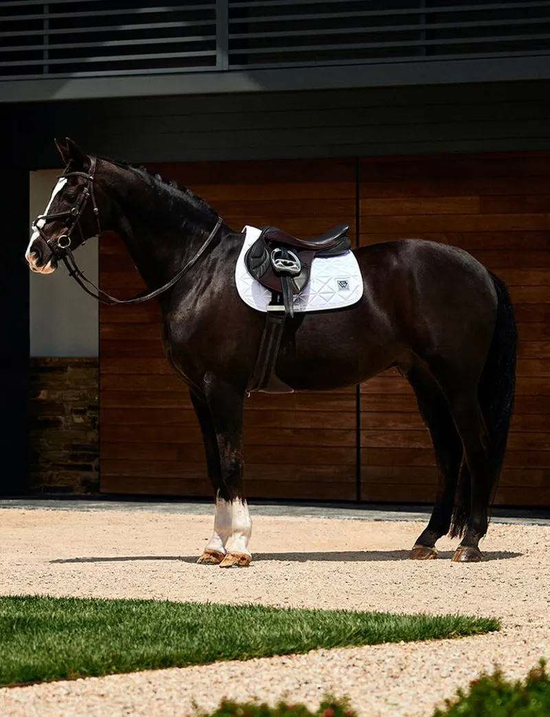 WeatherBeeta Satin Luxe Air-Tec Euro Jump Shaped Saddle Pad - White-1