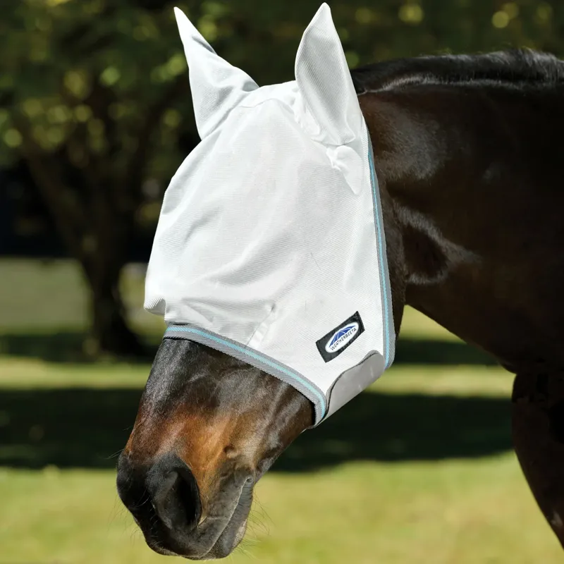 WeatherBeeta ComFiTec Essential Mesh Fly Mask - White/Grey/Bright Blue
