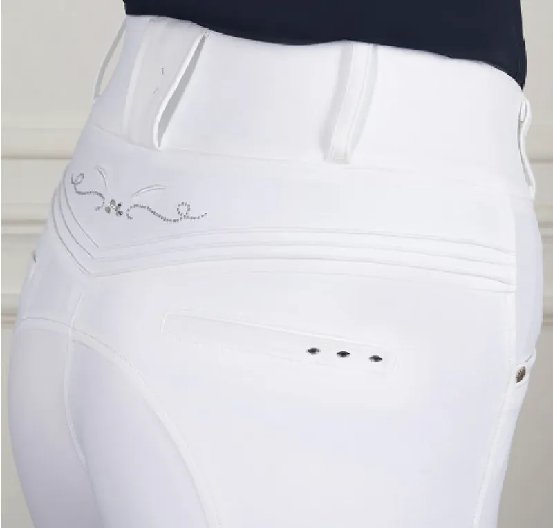 Coldstream Hermitage Diamante Breeches - White-3