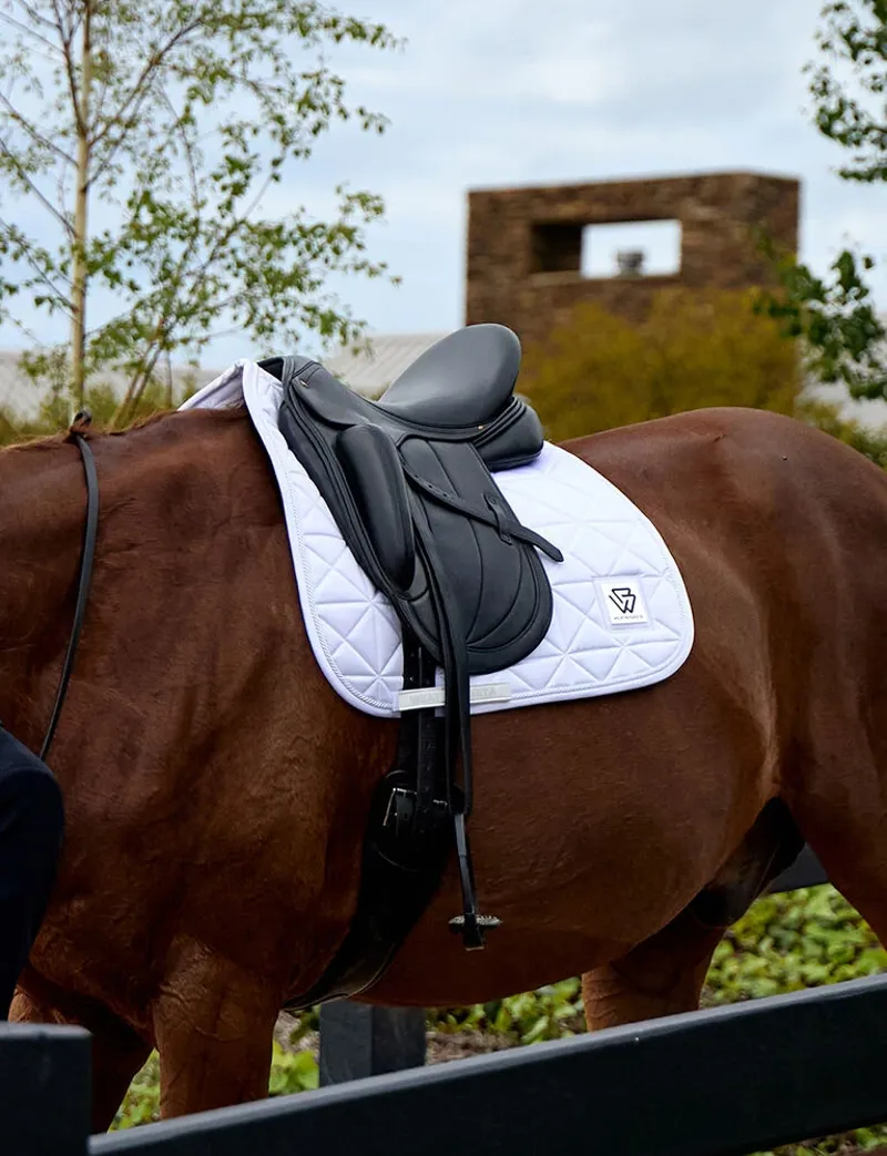 WeatherBeeta Satin Luxe Air-Tec Quilted Dressage Saddle Pad - White-4