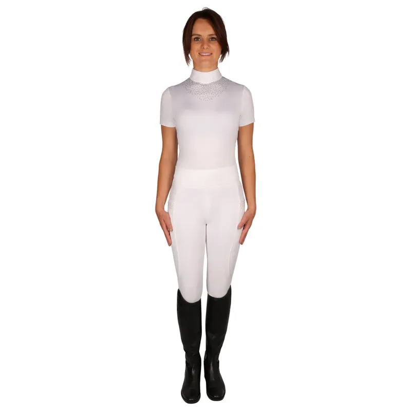 Hy Equestrian Roka Regal Ladies Riding Tights - White-1