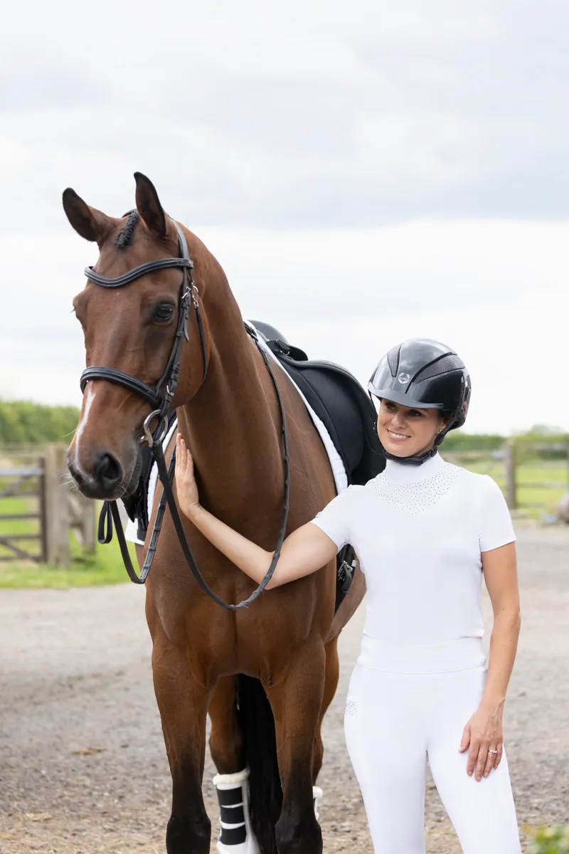 Hy Equestrian Roka Regal Ladies Riding Tights - White-3