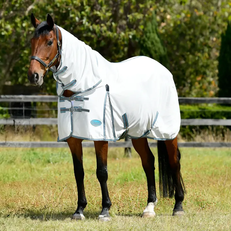 WeatherBeeta ComFiTec Essential Mesh II Combo Neck Fly Rug - White/Grey