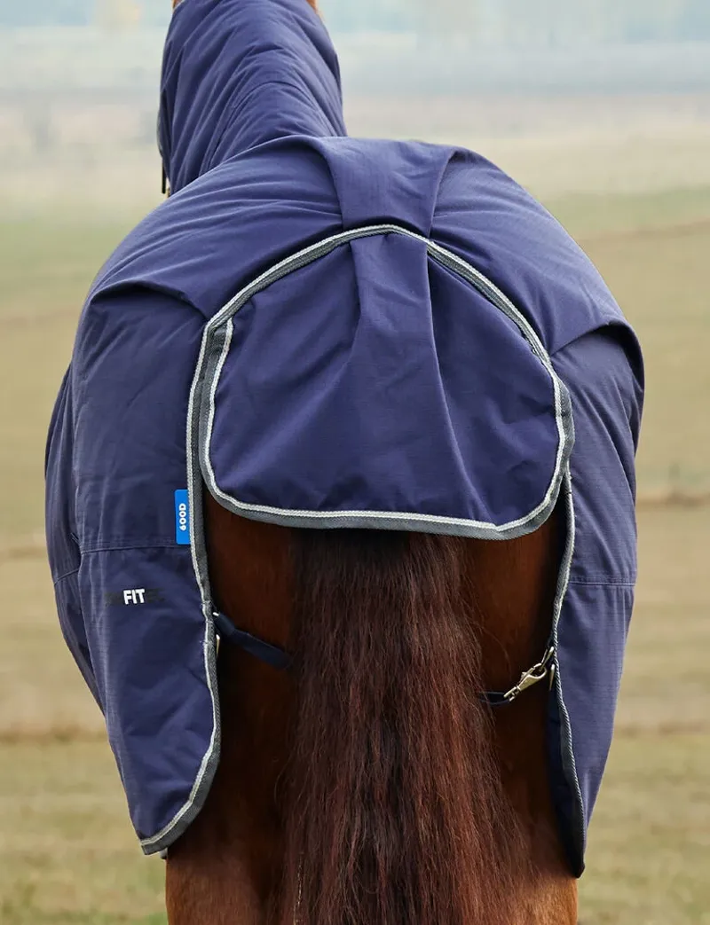 WeatherBeeta ComFiTec Tyro Turnout 360g Combo Neck Rug - Navy/Charcoal -5