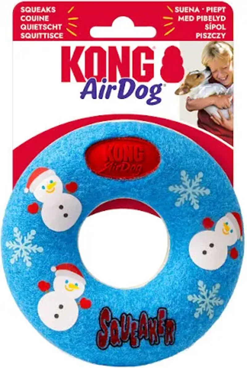 KONG Holiday AirDog Squeaker Donut - Medium 