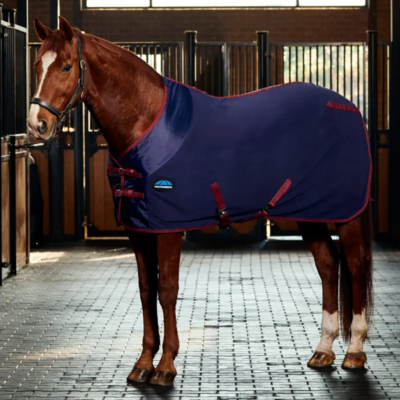 WeatherBeeta Anti-Static Fleece Cooler Standard Neck Rug - Navy/Burgundy 