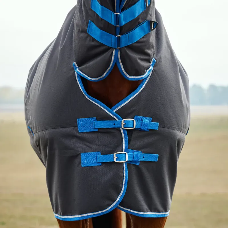 WeatherBeeta ComFiTec Tyro 220g Turnout Rug Combo Neck - Black/Cobalt -2