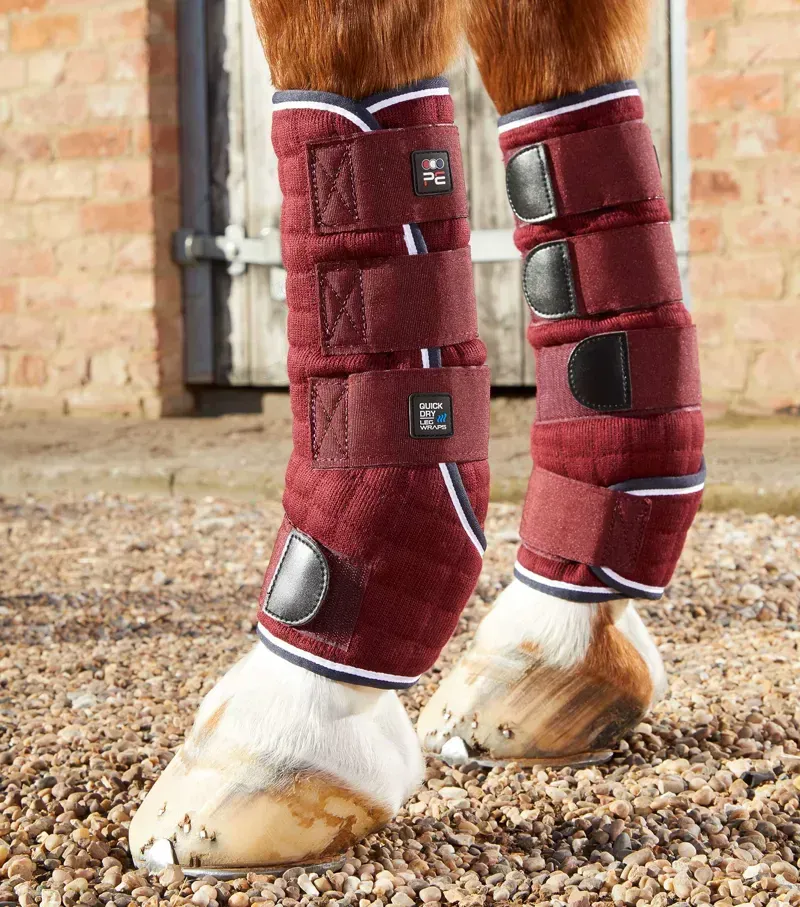 Premier Equine Quick Dry Horse Leg Wraps - Burgundy