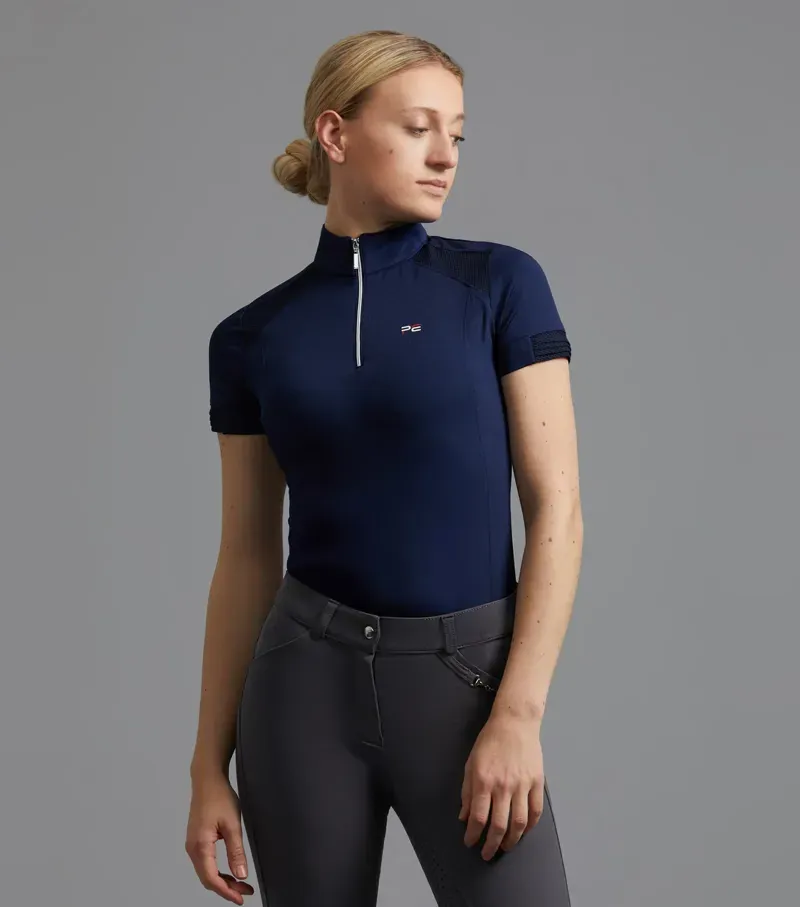 Premier Equine Ladies Remisa Technical Short Sleeve Riding Top - Navy