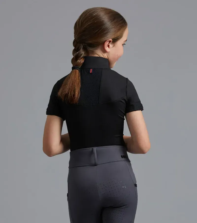 Premier Equine Girl's Mini Remisa Technical Short Sleeve Riding Top - Black-2