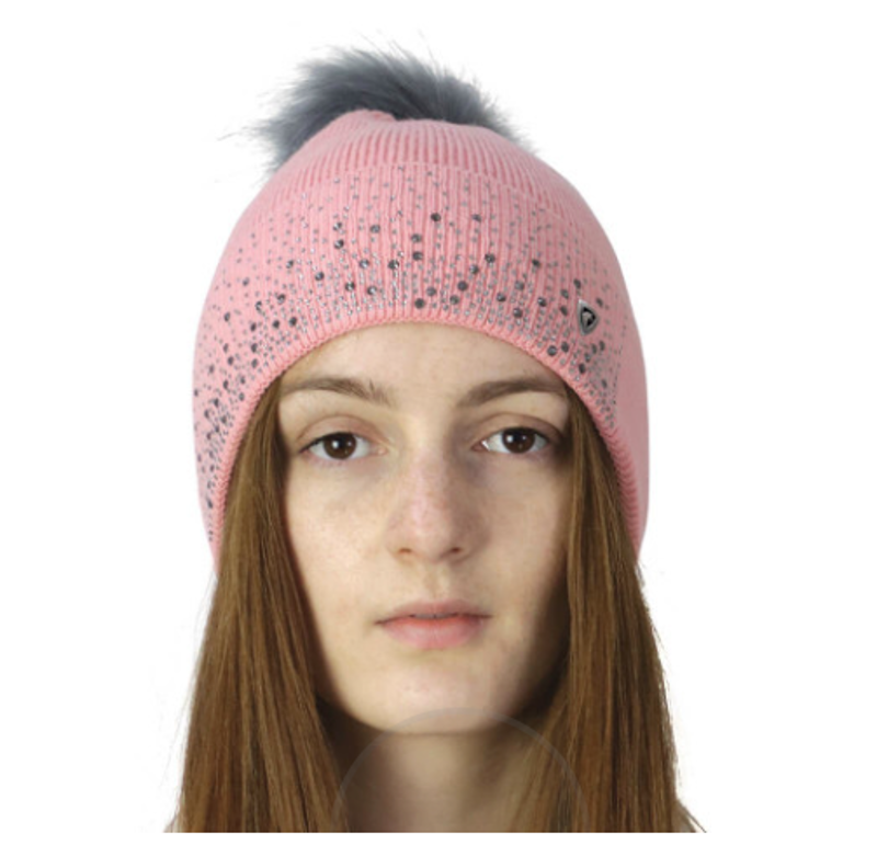 Hy Equestrian Synergy Diamante Bobble Hat - Rose-1
