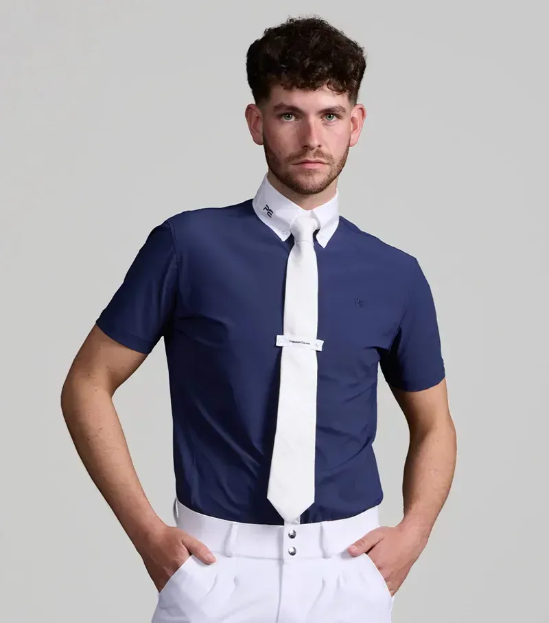 Premier Equine Men's Rubato Short Sleeve Show Shirt - Navy