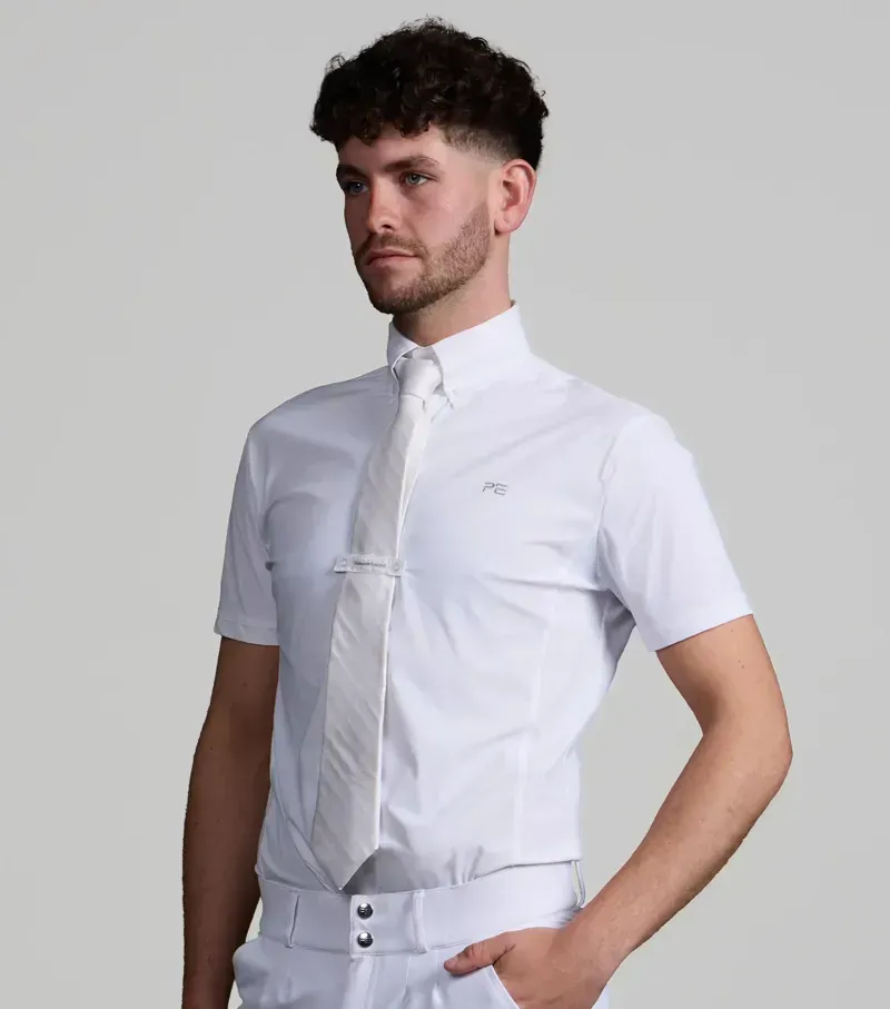 Premier Equine Men's Rubato Short Sleeve Show Shirt - White