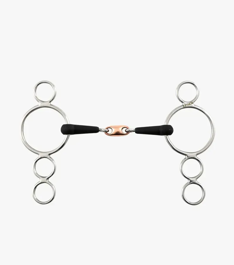 Premier Equine Rubber Three Ring Dutch Gag With Lozenge - Silver