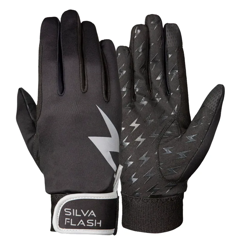 Hy Equestrian Silva Flash Riding Gloves - Black/Silver/Reflective