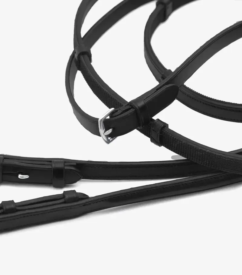 Premier Equine 5/8 Salvatore Rubber and Leather Grip Reins - Black-3