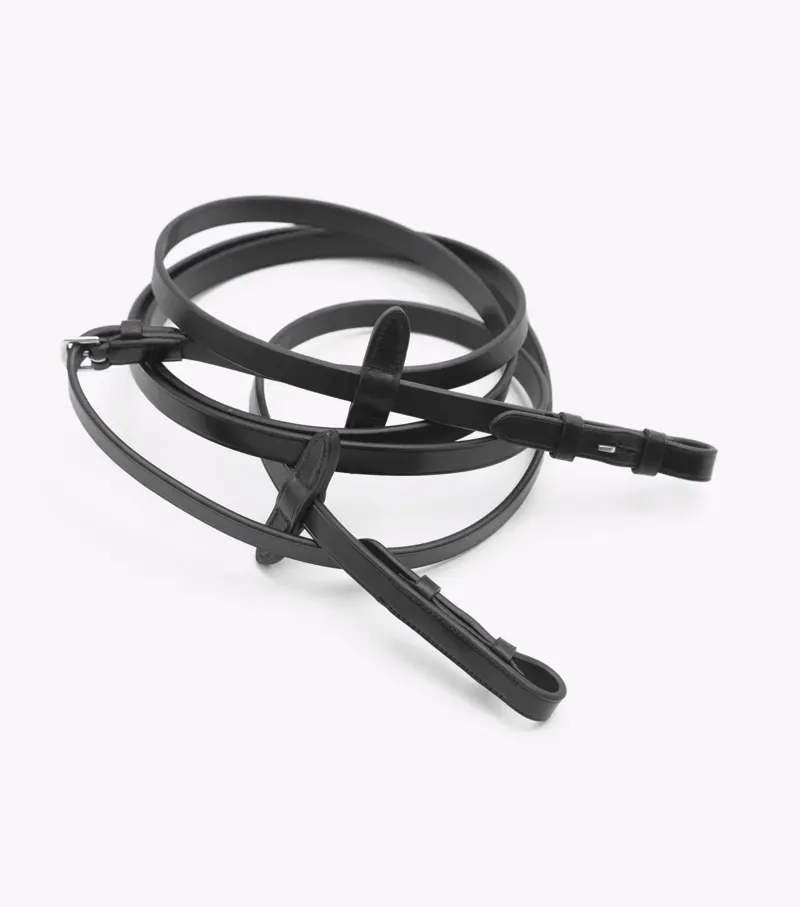 Premier Equine Senado Plain Leather Reins - Black-2
