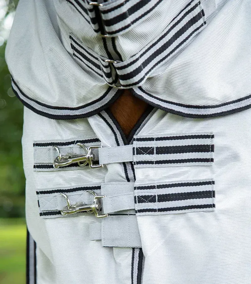 Premier Equine ShowerTex Fly Rug With Surcingles - Silver-2