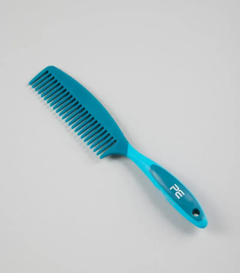 Premier Equine Soft-Touch Mane Comb With Handle - Med Blue/Peacock