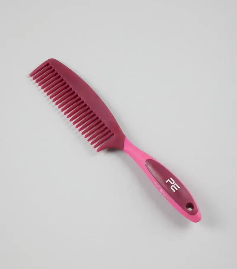 Premier Equine Soft-Touch Mane Comb With Handle - Wine Fuchsia