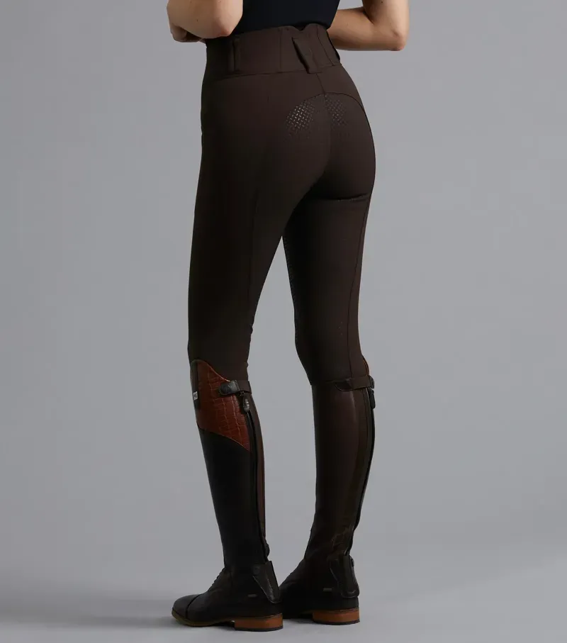 Premier Equine Ladies Sophia Full Seat High Waist Riding Breeches - Chocolate-2