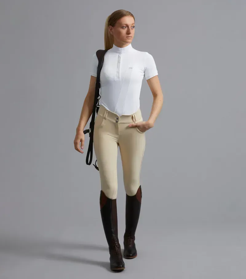 Premier Equine Ladies Sophia Full Seat High Waist Competition Riding Breeches - Vanilla-1