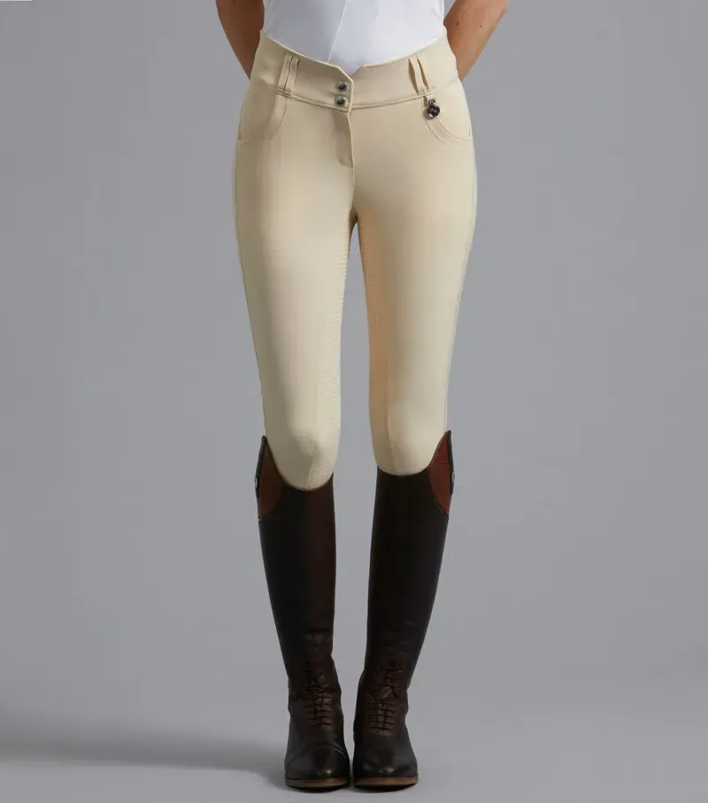 Premier Equine Ladies Sophia Full Seat High Waist Competition Riding Breeches - Vanilla-2