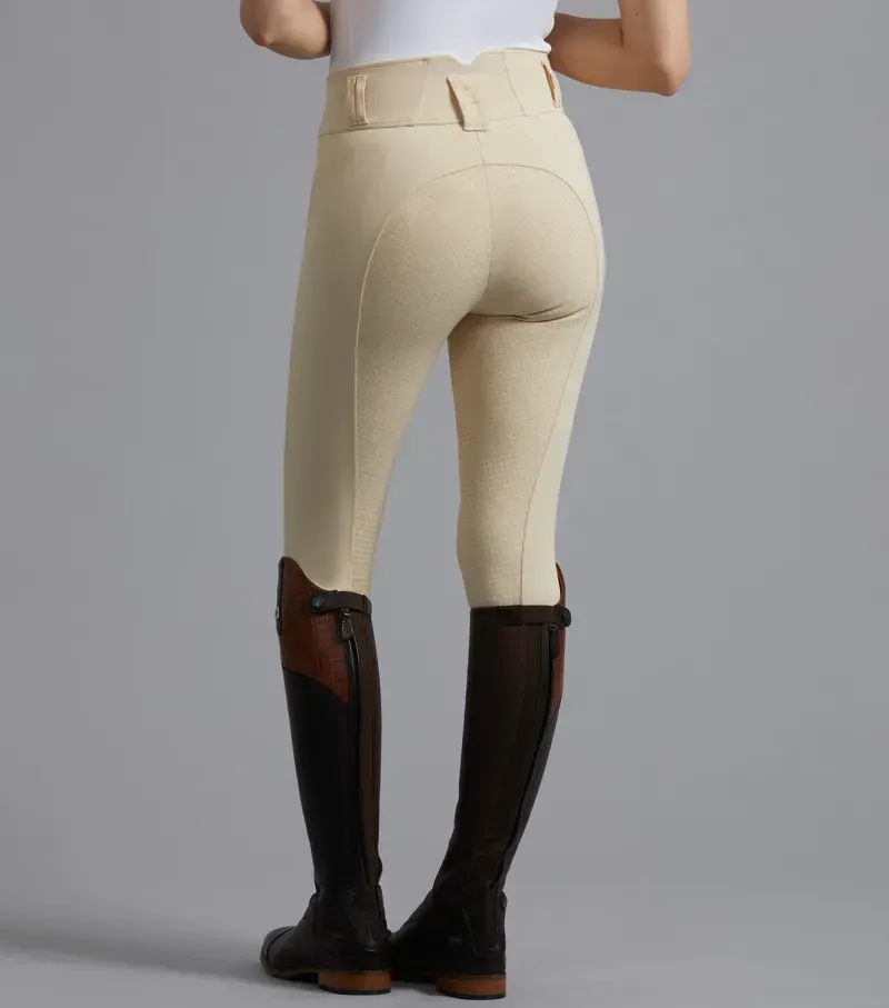 Premier Equine Ladies Sophia Full Seat High Waist Competition Riding Breeches - Vanilla-3