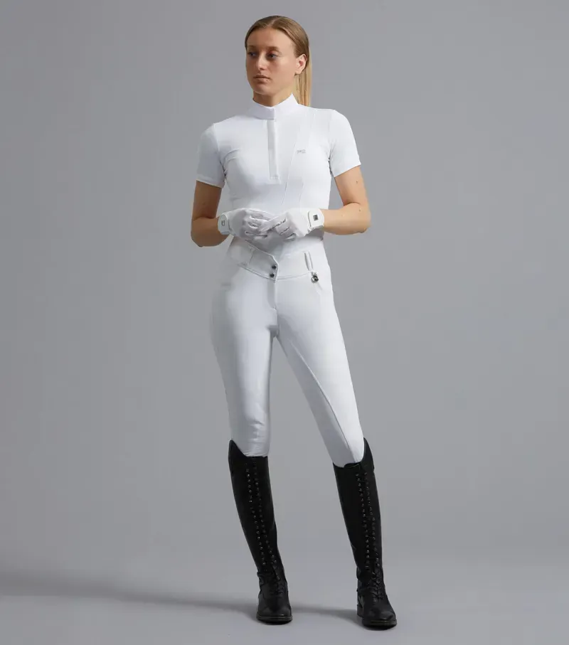 Premier Equine Ladies Sophia Full Seat High Waist Competition Riding Breeches - White
