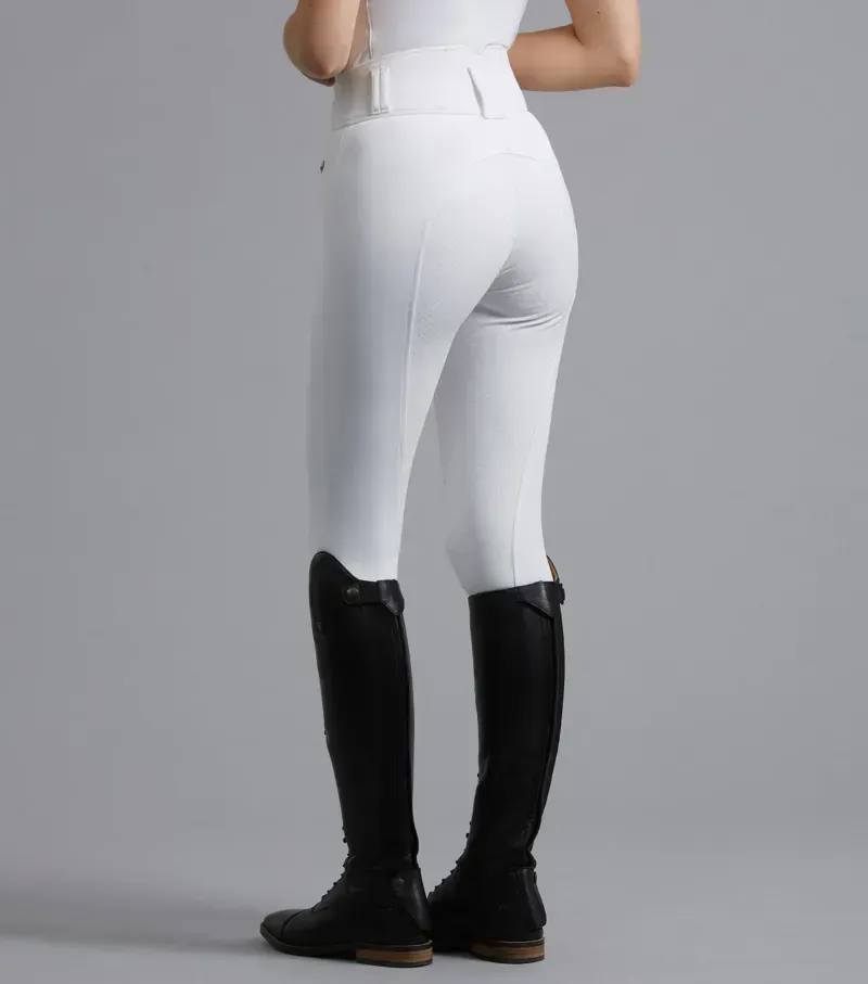 Premier Equine Ladies Sophia Full Seat High Waist Competition Riding Breeches - White-3