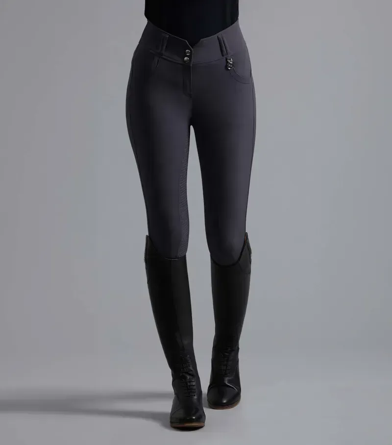 Premier Equine Ladies Sophia Full Seat High Waist Riding Breeches - Anthracite-1