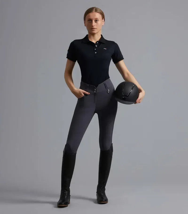 Premier Equine Ladies Sophia Full Seat High Waist Riding Breeches - Anthracite-4