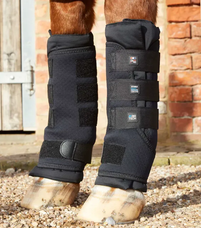Premier Equine Stable Boot Wraps with Liners - Black