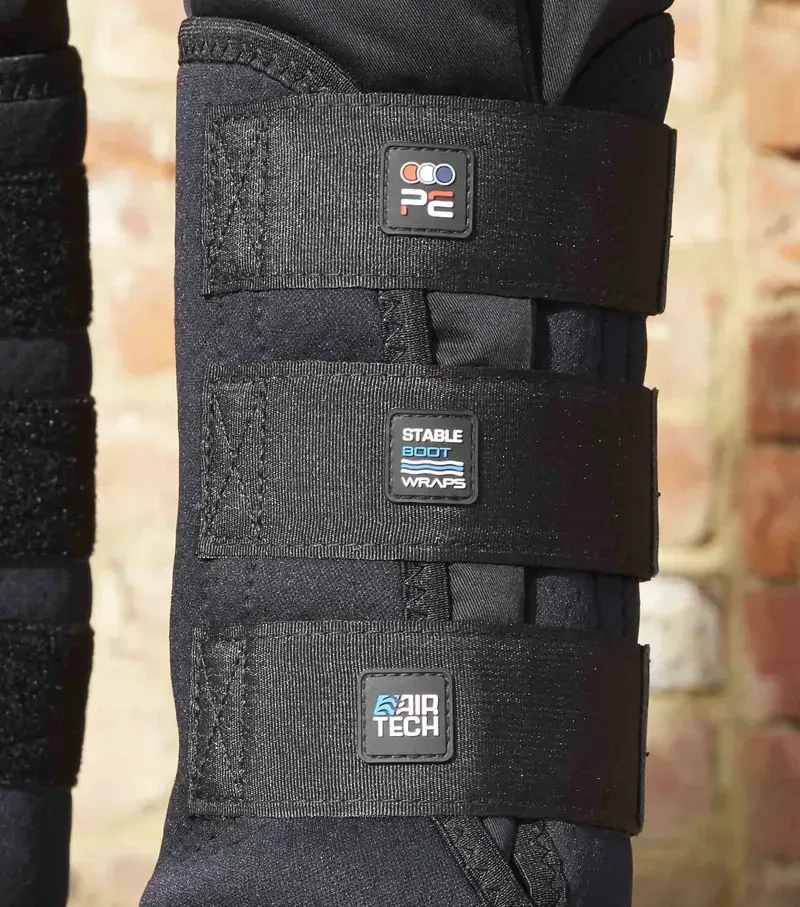 Premier Equine Stable Boot Wraps with Liners - Black-4