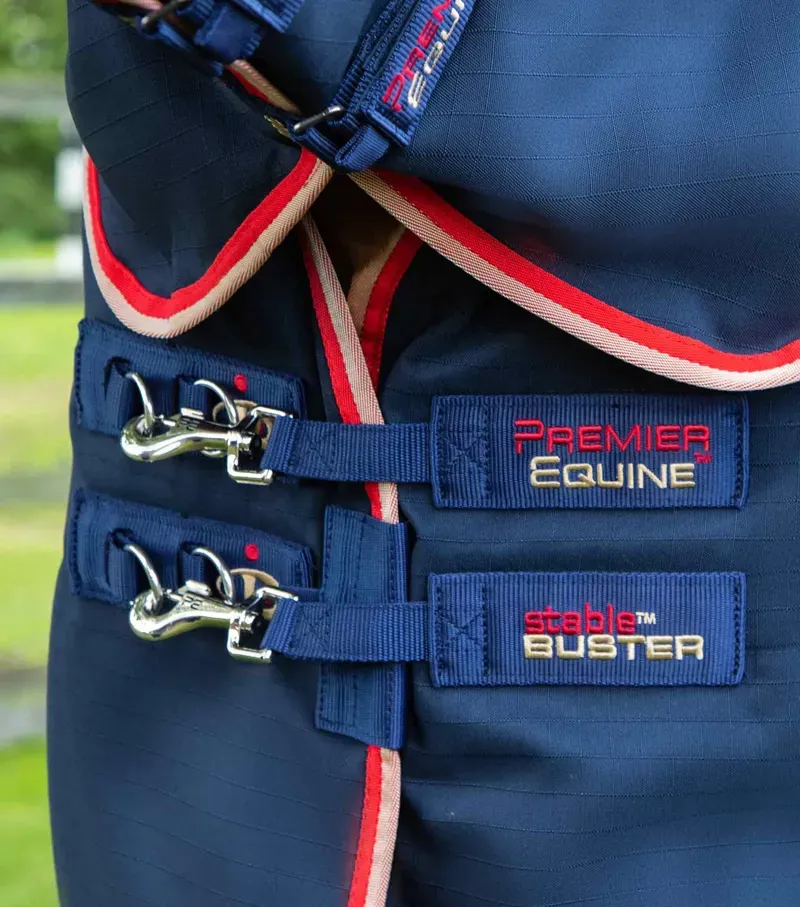 Premier Equine Stable Buster 100g Stable Rug With Neck Cover - Navy-1