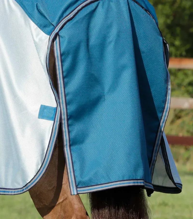Premier Equine Stay-Dry Mesh Air Fly Rug With Surcingles - Blue-5
