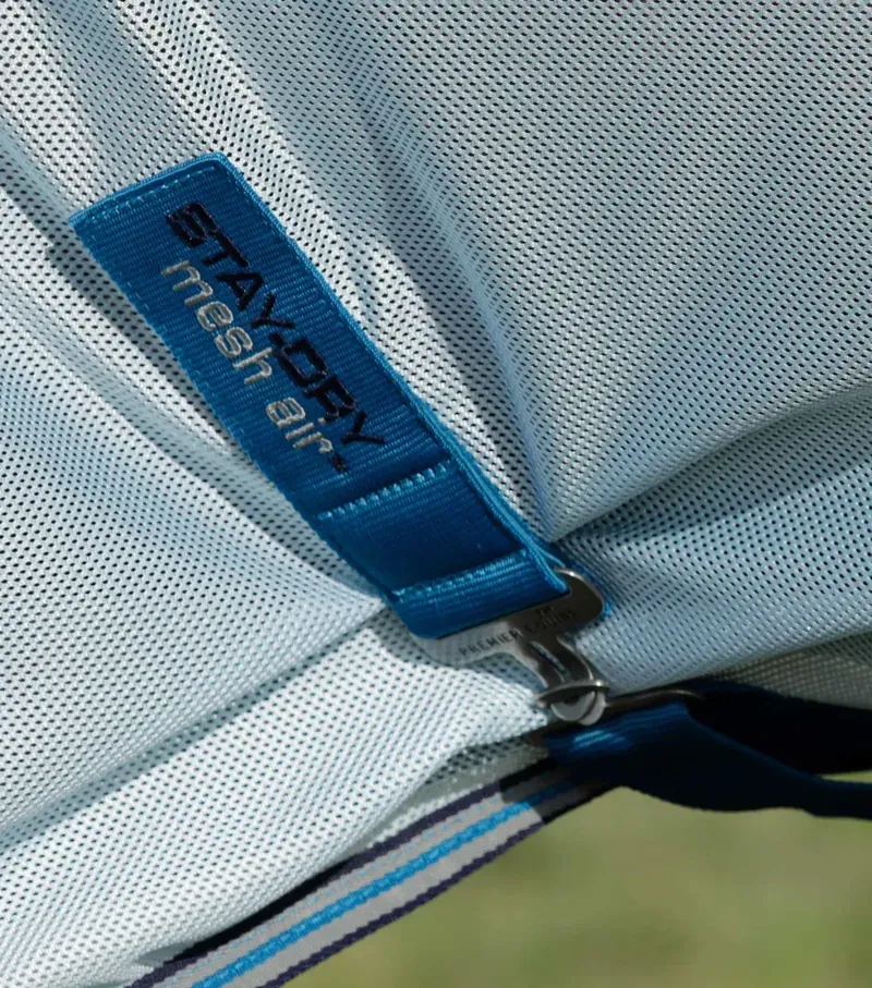 Premier Equine Stay-Dry Mesh Air Fly Rug With Surcingles - Blue-4