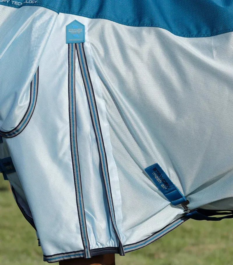 Premier Equine Stay-Dry Mesh Air Fly Rug With Surcingles - Blue-3