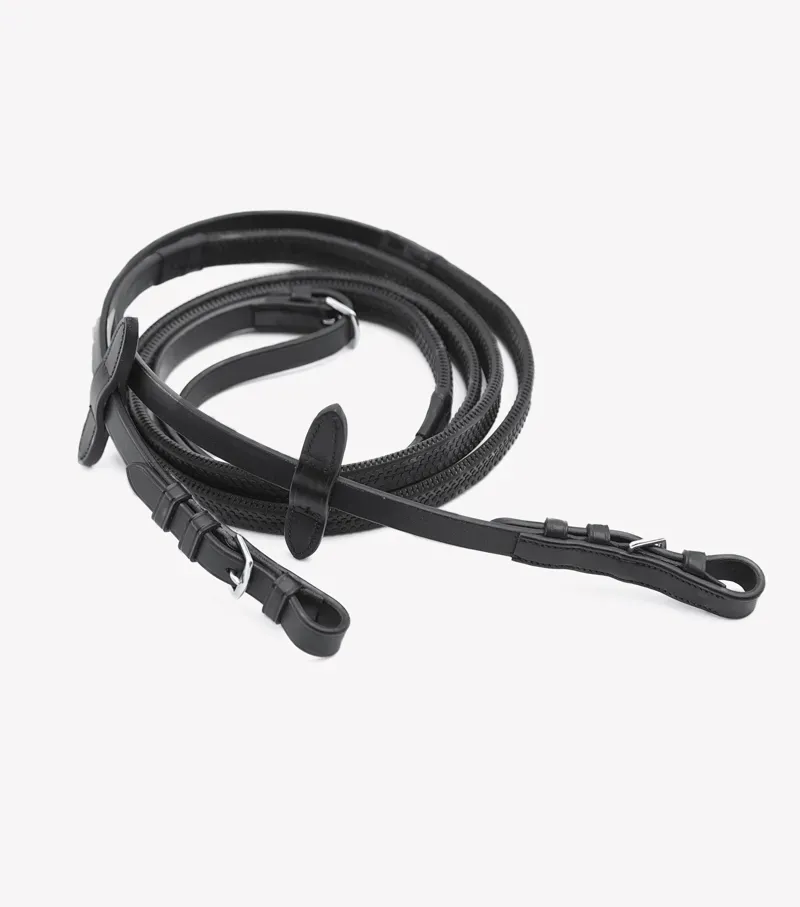 Premier Equine Stefano Rubber Reins - Black-2