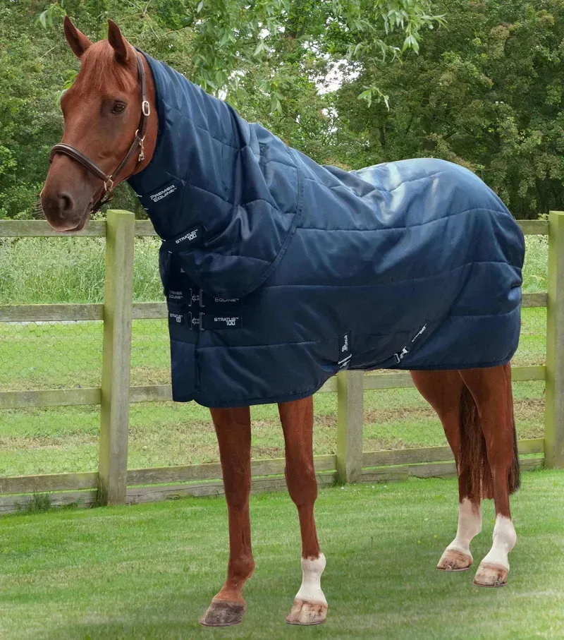 Premier Equine 100g Stratus Stable Rug With Neck Cover - Navy