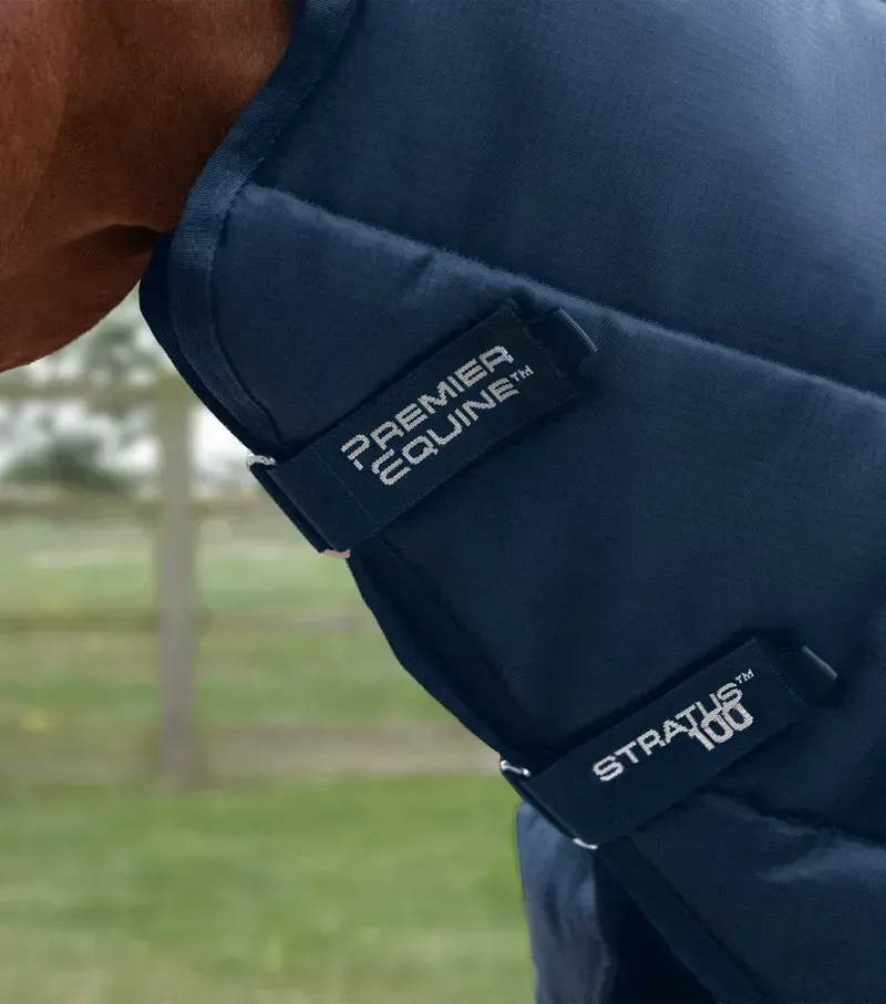 Premier Equine 100g Stratus Stable Rug With Neck Cover - Navy-1