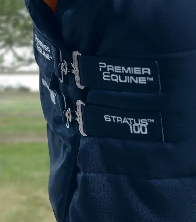 Premier Equine 100g Stratus Stable Rug With Neck Cover - Navy-3
