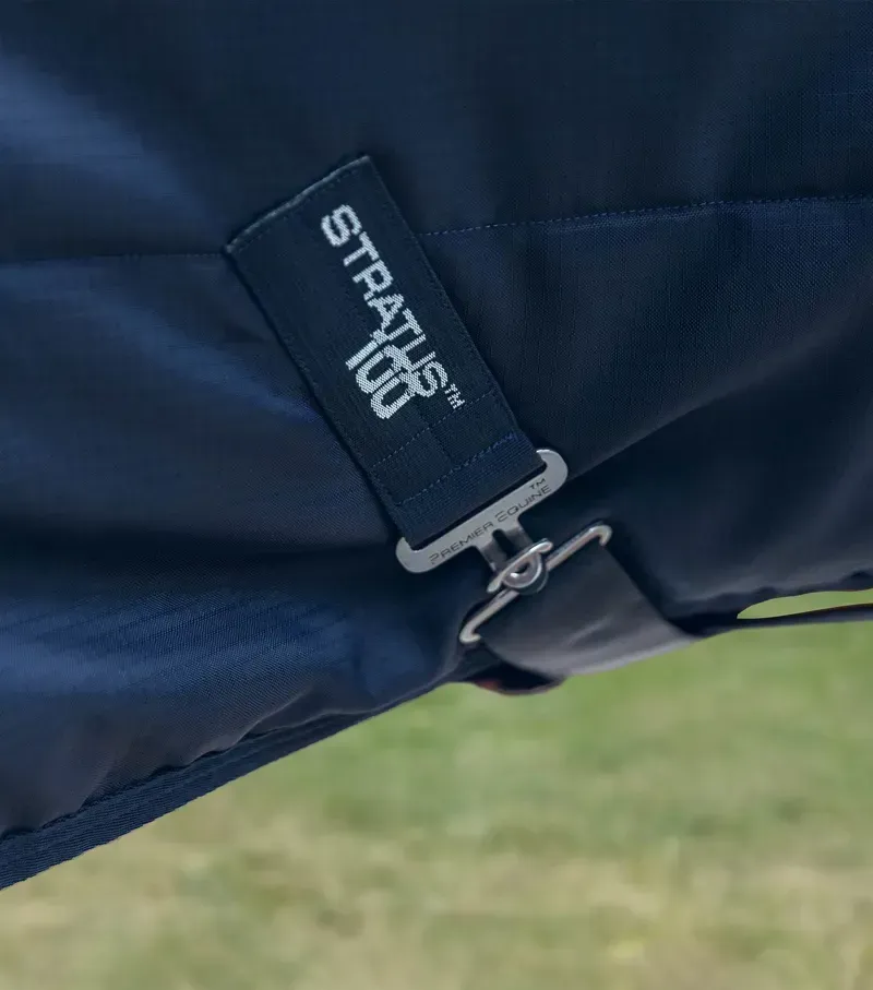 Premier Equine 100g Stratus Stable Rug With Neck Cover - Navy-4