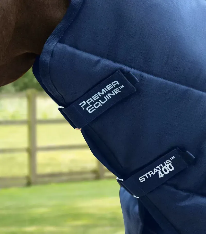 Premier Equine 400g Stratus Stable Rug With Neck Cover - Navy-1