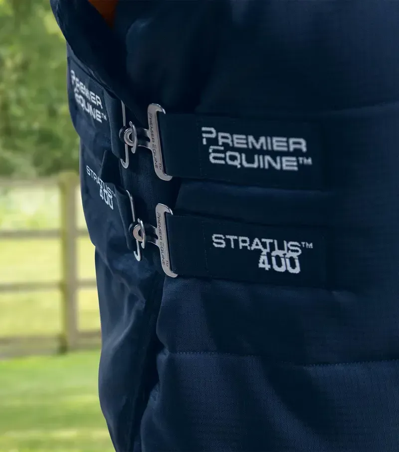 Premier Equine 400g Stratus Stable Rug With Neck Cover - Navy-2