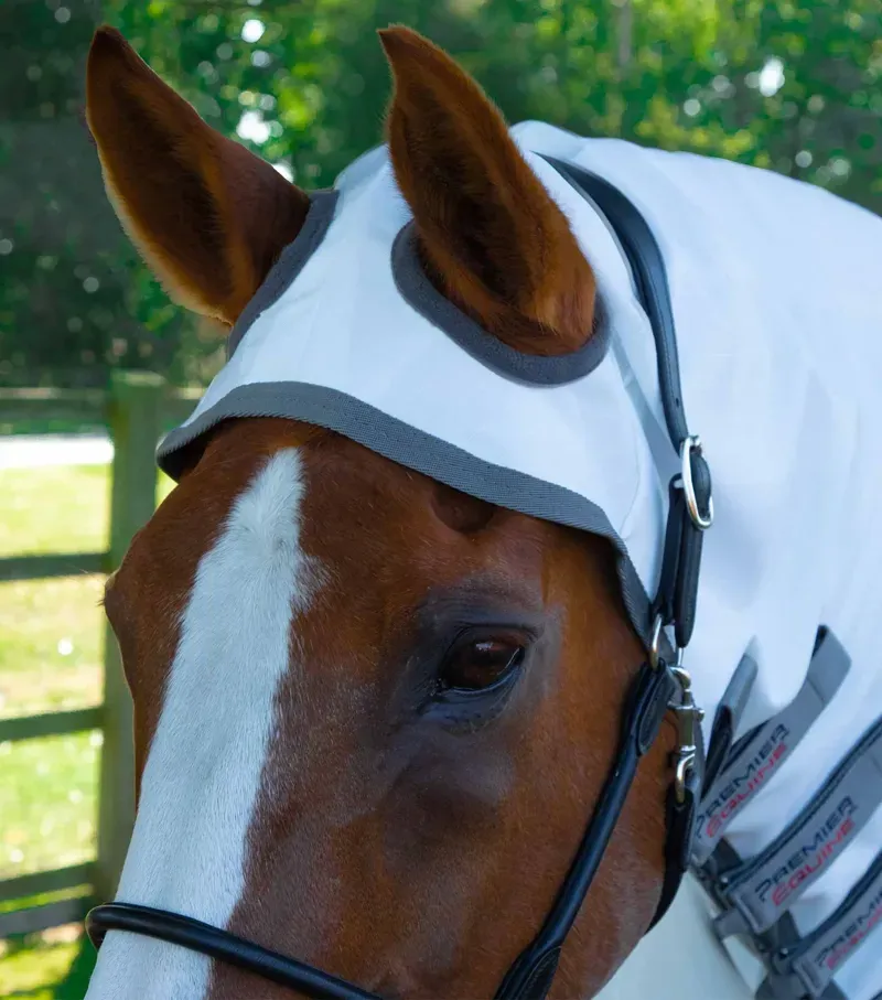 Premier Equine Sweet Itch Buster Fly Rug With Belly Flap - White-1