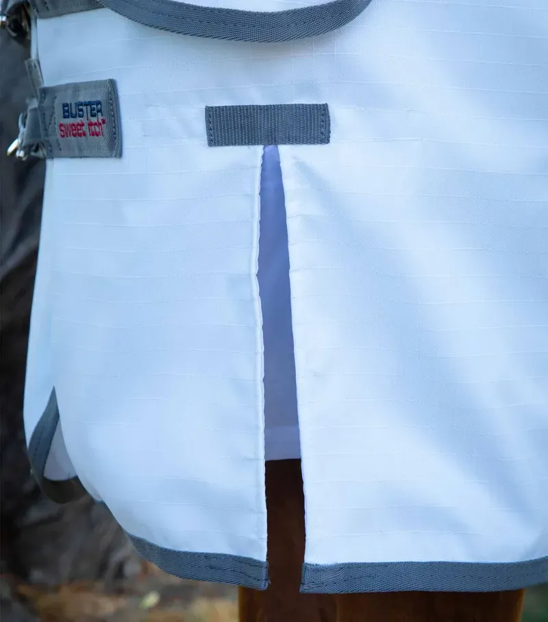 Premier Equine Sweet Itch Buster Fly Rug With Belly Flap - White-2