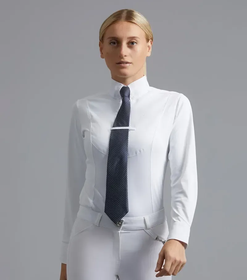 Premier Equine Tessa Ladies Long Sleeve Tie Shirt - White