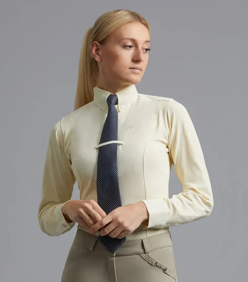 Premier Equine Ladies Tessa Long Sleeve Tie Shirt - Vanilla